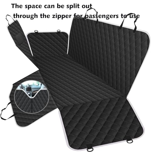 Meolsaek Dog Hammock for Car Back Seat Scratch Proof Nonslip Pet Car Seat Cover,Side Flaps with Zipper, Heavy Duty Car Seat Cover for Dogs with Storage Bag (Black-Zipper) - color: White