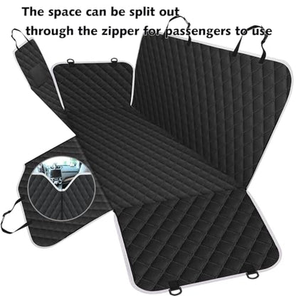 Meolsaek Dog Hammock for Car Back Seat Scratch Proof Nonslip Pet Car Seat Cover,Side Flaps with Zipper, Heavy Duty Car Seat Cover for Dogs with Storage Bag (Black-Zipper) - color: White