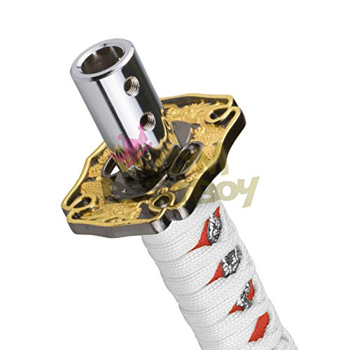 JDMBESTBOY Samurai Sword White Red Shift Knob Shifter Alloy Katana Adapters Universal 15cm - color: White Red, size: 15cm