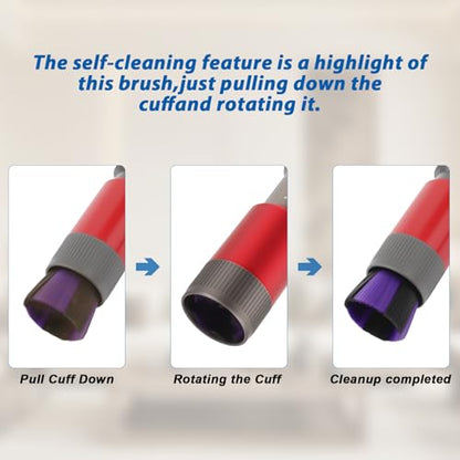 Leadaybetter Brushes & Attachments for Dyson V7 V8 V10 V11 V15 Gen5, Horsehair Vacuum Attachment, Traceless Dust Brush, Flexibible Suction Nozzles for Vacuum Cleaners