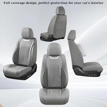 Coverado Seat Covers Full Set, Luxury Leather Car Seat Covers, Waterproof Automotive Car Seat Covers Universal Fit for Most Sedans, SUVs, Pick-up Trucks(Gray) - color: Gray, size: FullSet