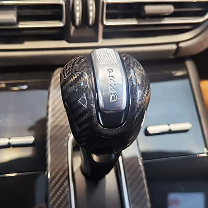 Fit for Porsche Macan 2022-2023 Center Console Gear Shift Head Knob Decorative Cover Real Carbon Fiber Interior Trim Accessories