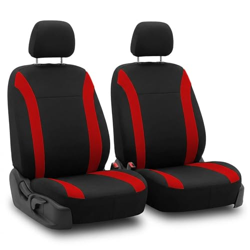 FH Group Car Seat Covers Cosmopolitan Flat Cloth Car Seat Covers Front Seats Only Red Automotive Seat Covers, Airbag Compatible Universal Fit Interior Accessories Cars Trucks SUV Car Accessories - color: RED, size: FRONTSET