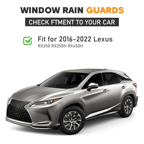 Shatterproof Taped-On Window Deflectors for Lexus RX350 RX450h 2016-2022 with Chrome Trim, Rain Guards, Window Visors for Car, Vent Deflector, 4pcs - size: For 2016-2022 RX350/450H