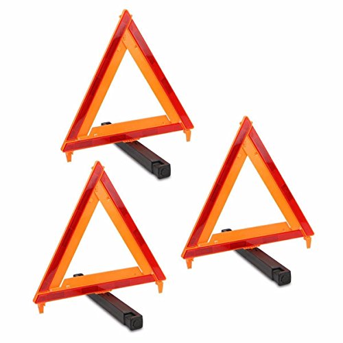 Stark USA 3-Pack Warning Triangle Foldable Emergency Warning Sign Reflector Roadside Hazard Sign High Stability DOT Approved Frame w/Storage Case