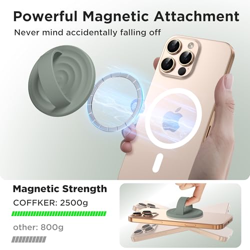 Magnetic Phone Grip Ring Holder, Liquid Silicone Magnet Cell Phone Grip Finger Loop, Compatible with Magsafe, Back of Phone for iPhone 17/16/15/14/13/12 Series, Calke Green - color: Calke Green