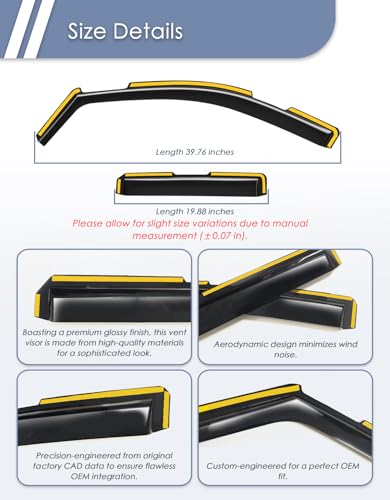 in-Channel Window Rain Guard for Chevy Silverado/GMC Sierra 1500 2019-2026 Double Cab Rain Guards Side Truck Window Visors Vent Visor Low Profile Window Deflectors Vent Shades Car Accessories - size: For 2019-2026 Silverado/Sierra 1500 Double Cab