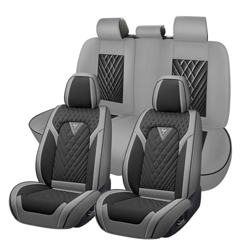 Car Seat Covers for Kia Sportage 2002-2026, Waterproof Nappa Leather Full Set Seat Cover, Anti-Slip and Comfortable Automotive Seat Protector&Accessories(Gray Black) - color: Gray Black, size: Full Set