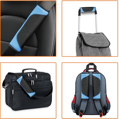 2PCS Car Seat Belt Cover, Carbon Fiber Safety Seatbelt Shoulder Strap Covers, Breathable Leather Soft Harness Pad for Car Interior Accessories (Black/Blue) - color: Black/Blue