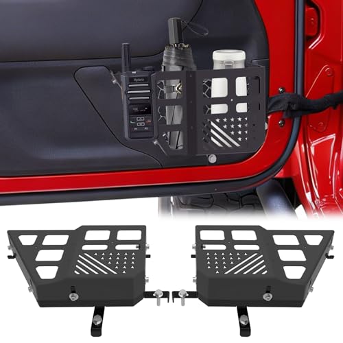 MusixiA Upgraded Metal Front Door Storage Box Pockets,Door Organizer Molle Panels for 2007-2018 Jeep Wrangler JK JKU 2/4 Door, Adjustable Side Insert Organizer 2PCS