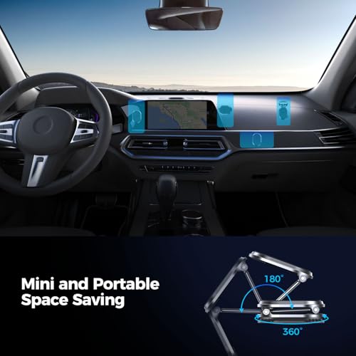 Magnetic Phone Holder for Car Metal Upgrade 6X Magnets Phone Mount Double 360° Rotation Super Sticker Phone Holder Car Mount Easy Install Suitable for Dashboard Screens Compatible with All Phone black