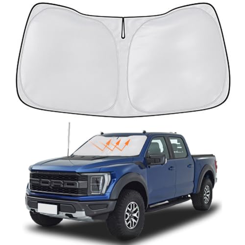 Windshield Sun Shade for Ford F-150 2015-2025 2026 Window Sun Visor Protector Ford F150 Lariat, King Ranch, Platinum, XL XLT Limited Raptor Accessories Foldable Sunshade Blocks UV Rays Keep Car Cooler - size: for Ford F150 2015-2026