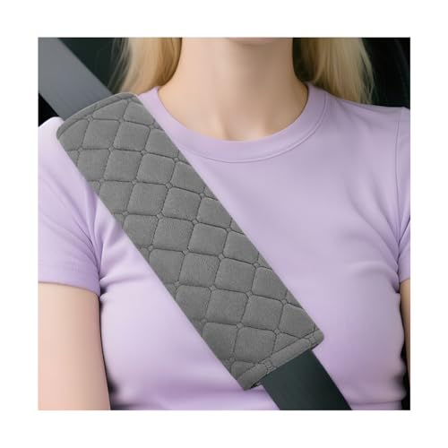 Car Seatbelt Cover, 2PCS Soft Velvet Vehicle Seat Belt Shoulder Strap Harness Pad for Comfortable Driving, Automotive Neck Chest Protection Cushion, Universal for Truck Sedan SUV (Grey) - color: Grey