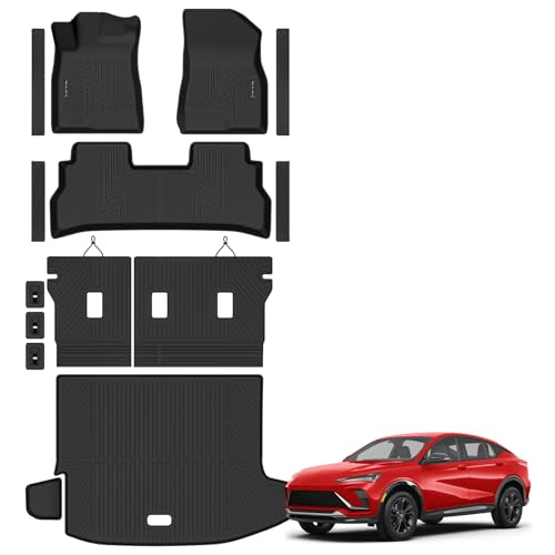 Floor Mats & Cargo Liner & Backrest Mat for 2024 2025 2026 Buick Envista All Weather Protection TPE Rubber Full Set Automotive Floor Liners & Trunk Mat for Buick Envista Accessories, Black - size: Floor Mats & Trunk Mat for 2024-2026 Envista