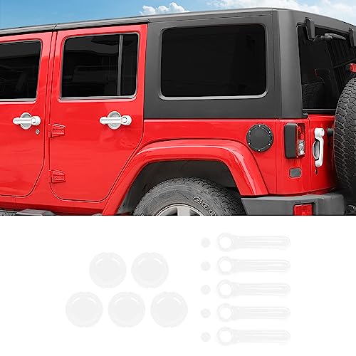 Exterior Door Handle Cover Tailgate Handle Cover Recess Guard Compatible with 2007-2017 Jeep Wrangler JK JKU Sports Sahara Freedom Rubicon Unlimited, White, 15PCs - color: White