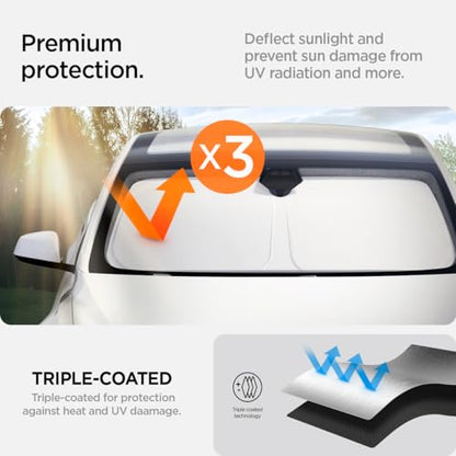 Spigen Front Windshield Sunshade for All Tesla Model S Cryoshade with UV Protection for Tesla Model S 2025/2024/2023 (2012 to Current) - size: Model S