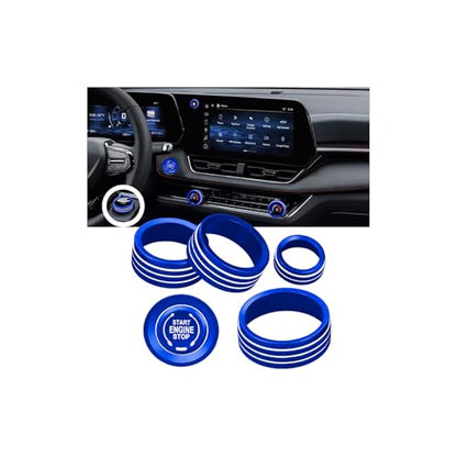 for 2025 2026 Chevrolet Equinox（No Equinox EV） Aluminum Interior Trim Accessories, Including air Conditioning Volume Controls, Shift Switch, and Starter knob Cover/Ring. (Blue) - color: blue