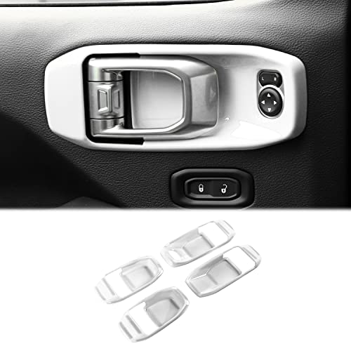 CheroCar for Jeep JL Inner Door Handle Bowl Cover Trim for Jeep Wrangler JL JLU 2018-2026 for Gladiator JT 2020-2026,4Pcs ABS White Interior Door Handle Protector Decoration Accessories - color: White, size: JL 2018-Present