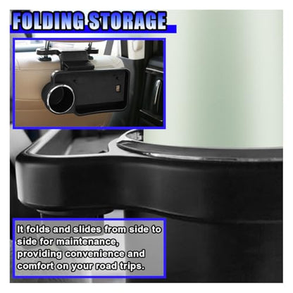 Car Cup Holder Tray, Foldable Car Backseat Organizer Food Tray for Eating, Multifunctional Detachable Headrest Drink Trays Desk for Most Vehicles Road Trips