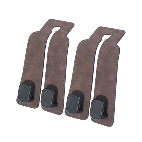 Purse and Bag Hook for Car, Zinc Alloy Seat Headrest Hooks, Upgraded Leather Car Seat Back Purses Hanger and Bags Holder (Brown, 2Pack) - color: Brown