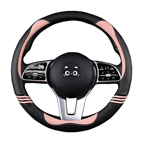 Iwantit® Steering Wheel Covers with Carbon Fiber, Universal Fit 14.5-15 inches for Cars,SUV (Romantic Pink) - color: 001-Romantic Pink