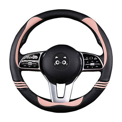 Iwantit® Steering Wheel Covers with Carbon Fiber, Universal Fit 14.5-15 inches for Cars,SUV (Romantic Pink) - color: 001-Romantic Pink