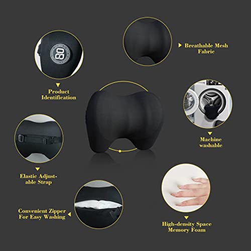 Super Cozy Car Headrest Pillow, 100% Memory Foam Car Neck Pillow with Adjustable Strap & Breathable Removable Cover, Ergonomic Design - Travel Pillow Car Pillow for Neck/Back Pain Relief(Black, 1PC) - color: Pack of 1/Black/Super Cozy