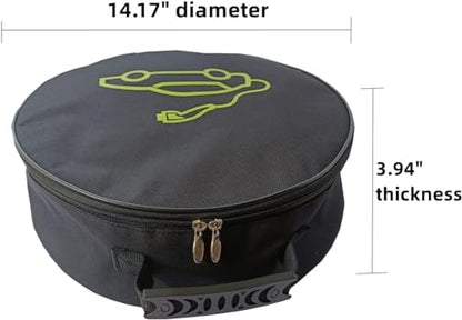 black 1pc jumper cable bag, car storage bag for charger, cable organizer, Includes EV charging cables for electric vehicles (Circle) - size: Circle