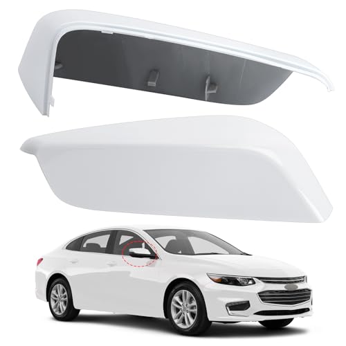 Passenger Side Mirror Cover Replacement for Chevrolet Chevy Malibu 2016 2017 2018 2019 2020 2021 2022 2023 2024 2025 - Right Side Mirror Covers, Rear View Mirrors Cap Accessories White - color: White, size: Passenger Side (Right)