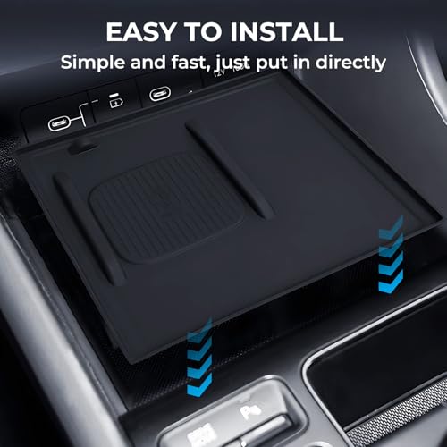 Wireless Charging Protective Mat for Hyundai Sonata 2026 2025 2024, Interior Accessories Center Console Silicone Anti-Slip Wireless Charger Cover Pad Protector for 2024-2026 Sonata, Black - style: Fits for Hyundai Sonata 2024-2026