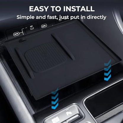 Wireless Charging Protective Mat for Hyundai Sonata 2026 2025 2024, Interior Accessories Center Console Silicone Anti-Slip Wireless Charger Cover Pad Protector for 2024-2026 Sonata, Black - style: Fits for Hyundai Sonata 2024-2026