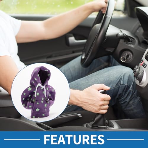 Universal Shift Knob Cover Star Glow in the Dark Pattern Gearstick Hoodie Shifter Lever Knob Hoodie for Car RV Truck SUV Fabric Purple - color: Purple