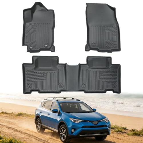 Car Floor Mats for 2013-2018 Toyota RAV4 Gasoline,All Weather Protection TPE Liners Accessories Custom Fit Waterproof Durable Wear-Resistant Odorless - size: 2013-2018 Rav4 Floor Mat