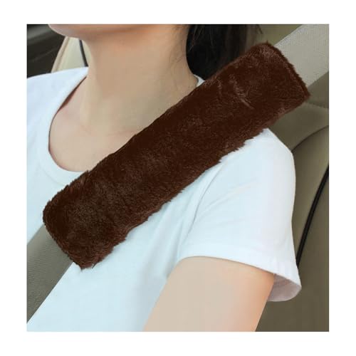 Sun Walker 2PCS Seat Belt Shoulder Pads, Fluffy Soft Plush Auto Seat Belt Pads for Protecting Your Neck & Shoulder, Comfortable Seatbelt Cover Warm Protective Cushion for Most Cars (Coffee) - color: Coffee