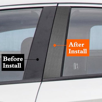 ramuel Door Window B+C Pillar Posts Pre-Cut Trim Kit Compatible with 10th Generation Sedan Honda Civic 2016-2021 Exterior Accessories Anti Scratched Side Window Molding Cover(6pcs,Carbon Fiber)