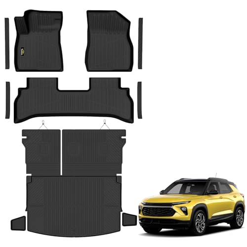 Floor Mats Custom Fit for Chevy Trailblazer FWD 2021-2025 2026 Trunk Mat with Backrest Mat All Weather TPE Cargo Liner Full Set for Chevrolet Trailblazer Accessories,Black (Upper Cargo Floor Mat) - size: For Chevy Trailblazer FWD 2021-2026
