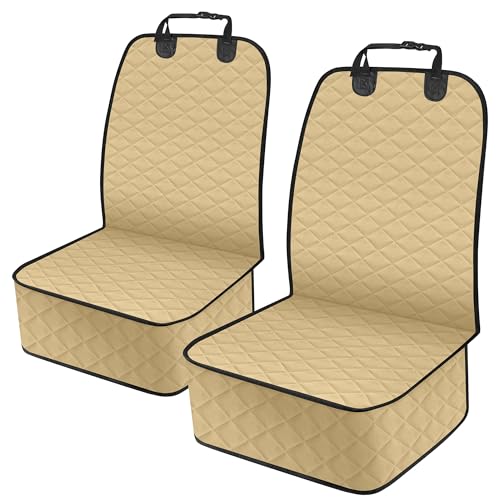NECKORY 2 Pack Front Seat Dog Cover, Waterproof Dog Car Seat Cover for Dogs, Pet Car Seat Protector Nonslip Scratch-Proof Car Seat Covers for SUV, Trucks & Cars - S, Khaki/Black - color: Khaki/Black, size: Small (2-Pack)