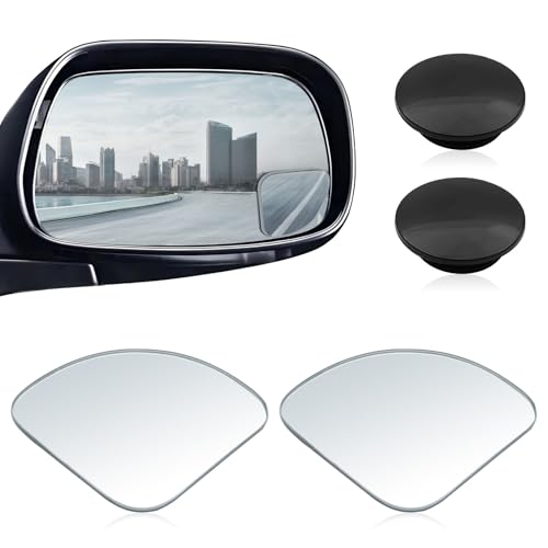 2-Pack Universal HD Blind Spot Mirrors, 360° Adjustable Frameless Convex Rear View Mirror for Cars, Trucks, SUVs, and Vans - Fan Shaped Side Mirrors Car Accessories (fan shape) - style: fan shape