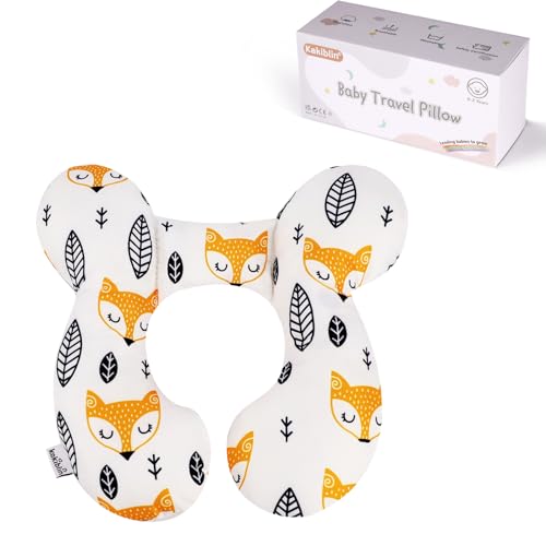 KAKIBLIN Baby Neck Pillow, Upgraded Baby Support Pillow for Head and Neck, Babies Head Pillow for Car Seat, Stroller, Pushchair,Travel(Yellow Fox) - color: Yellow Fox