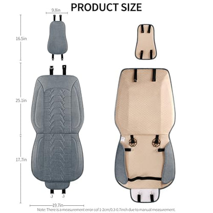 Linen Car Seat Covers Breathable Cloth Fabric Front Seat Protectors Automotive seat Covers Universal Fit for Most Cars Vans SUVs and Trucks（Gray，2PCS） - color: GRAY