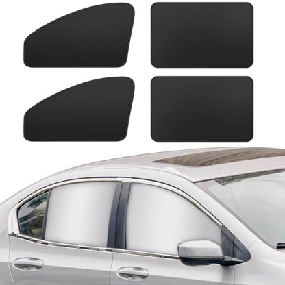 Silver Car Window Sun Shade - Side Thiken Curtain Magnetic 100% Block Light Car Window Covers with Cooler Feeling (Silver, D-4pcs) - size: D-4pcs