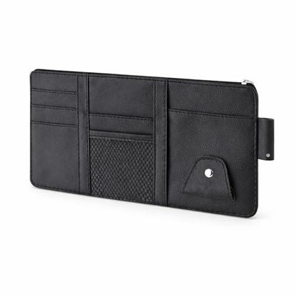 Car Sun Visor Multi-Pocket Organizer — Black (Universal Car/SUV/Truck Storage Pouch) - color: Black