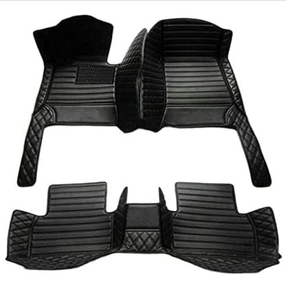 Custom Luxury Leather Car Floor Mats Upgrade Your Car's Interior All-Weather Protection for Cars, SUVs, Trucks Compatible with Automotive Mats (Black Stripe) - color: Black stripe