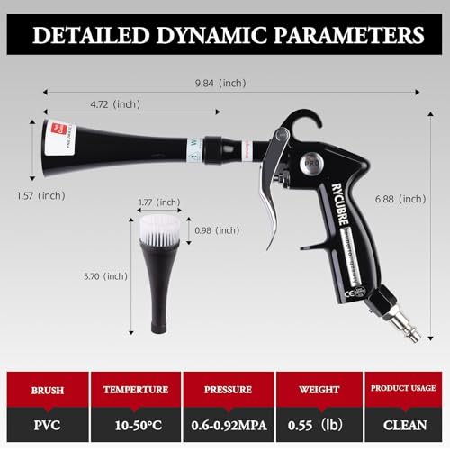 Tornado Car Cleaning Gun, High Pressure Air Blow Gun Air Blower Gun with 2 Nozzles & 2 Microfiber Towels, Durable Metal Body Tornador Car Cleaning Gun for Car Interior Detailing Air Gun