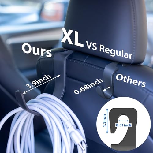 Travel Depot XL Hard Hat Holder for Truck Seat – Heavy-Duty Headrest Hooks, Hardhat Buddy Hanger & Seat Back Organizer for Hard Hats, Bags & Gear, Truck Accessory Organizer, 4-Pack - size: 4 Pack