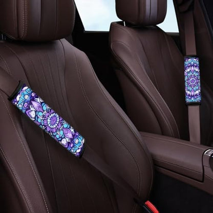 Universal Car Seat Belt Pads Cover,Purpe Mandala Seat Belt Shoulder Strap Covers Harness Pad for Car/Bag,Soft Comfort Helps Protect You Neck and Shoulder from The Seat Belt Rubbing(2 Pack) - color: Purple Mandala
