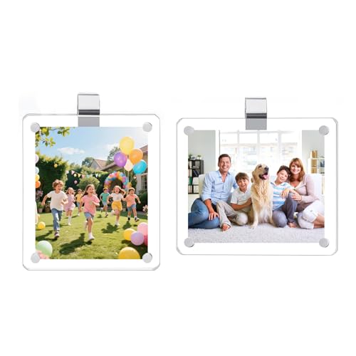 2 Pack Magnetic Car Visor Photo Holder – Personalized Acrylic Clip for Family, Pets, Travel Pictures – Easy Snap-On Car Accessory for Sun Visor (2 Pack, 3''x3.5'') - style: 2 Pack 3x3.5in