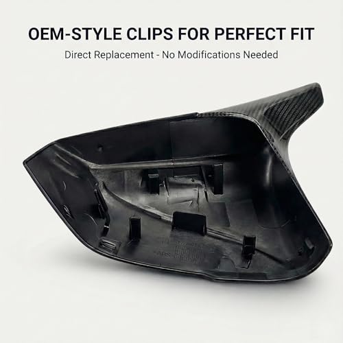 Real Carbon Fiber Side Mirror Covers Compatible with Infiniti Q50 Q50S (2014-2024), Q60 (2017-2022), Q70 (2014-2019) - Horn Style Replacement Housing Caps (Twill Carbon Fiber) - style: Twill Carbon Fiber