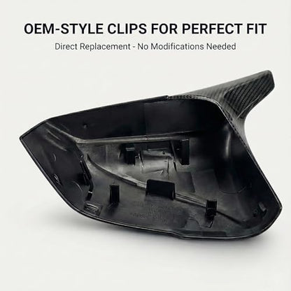 Real Carbon Fiber Side Mirror Covers Compatible with Infiniti Q50 Q50S (2014-2024), Q60 (2017-2022), Q70 (2014-2019) - Horn Style Replacement Housing Caps (Twill Carbon Fiber) - style: Twill Carbon Fiber