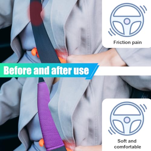 2PCS Long Car Seat Belt Cover Pads, Soft Mesh Seatbelt Shoulder Strap Protector Pad for Comfort Driving, Breathable Car Seat Belt Pad Harness Cushion Protect Your Neck and Shoulder (Purple) - color: Purple